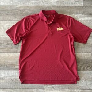 Under Armour Polo Shirt Mens Large‎ Red USC Trojans NCAA Performance Golf Logo